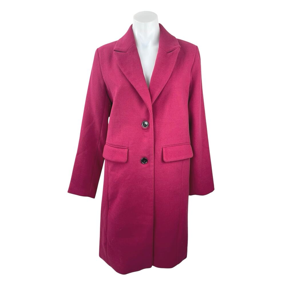 Banana Republic Pink Wool Notched Collar Long Sleeve Walker Pea Coat Jacket Sz S